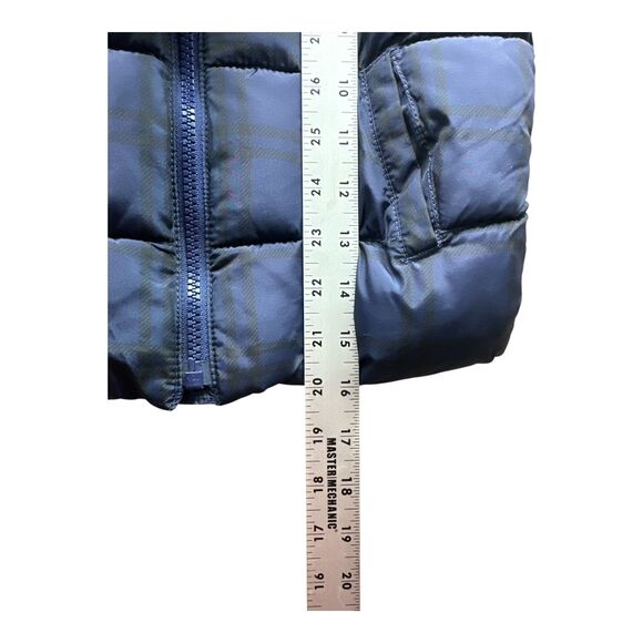 Old Navy Frost Free Boys Puffer Vest Size 4T Navy Blue Plaid Zip Up Winter Warm - Picture 6 of 7